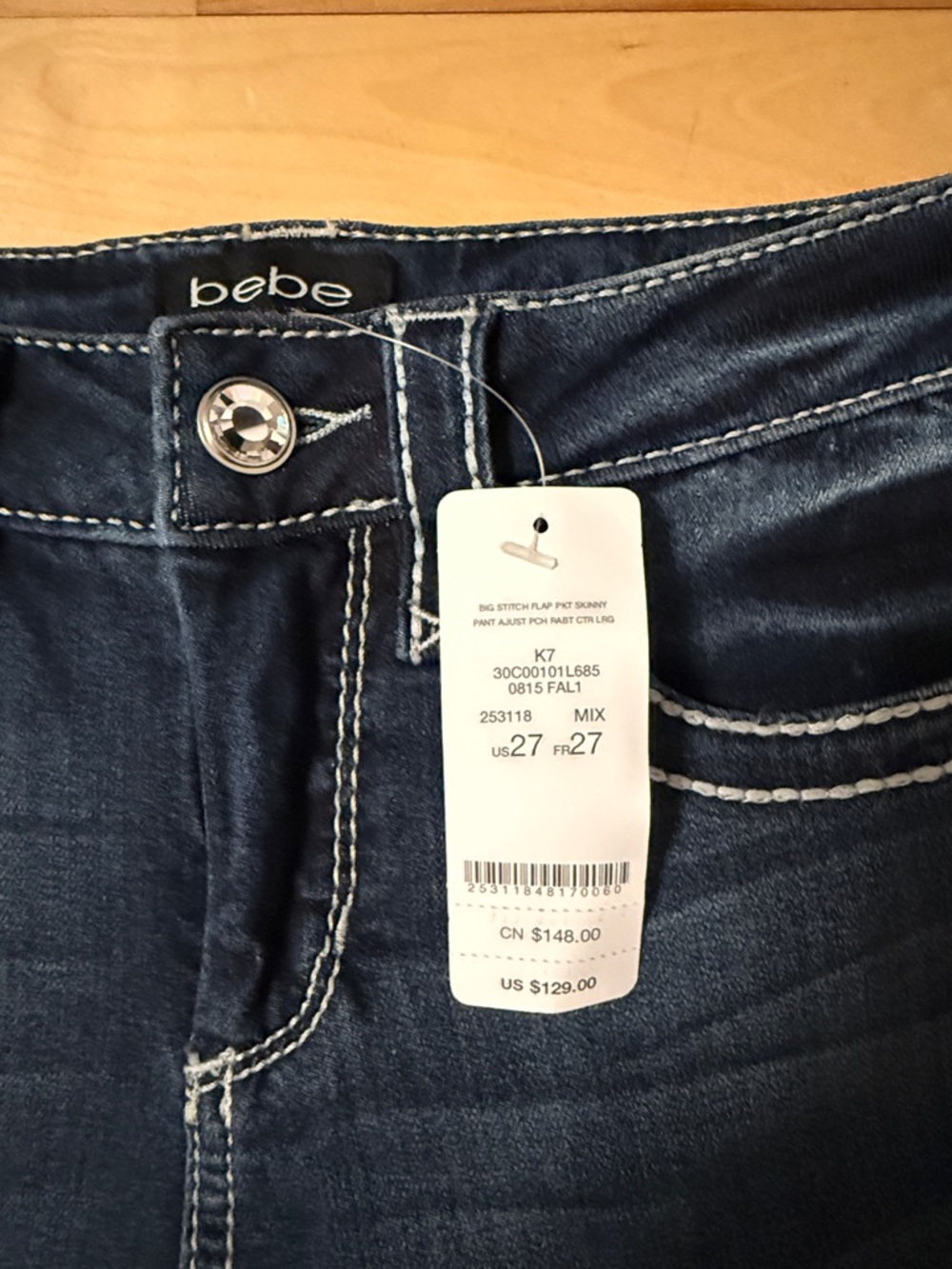 bebe Dark Blue Skinny Jeans gem details - Picture 2 of 5